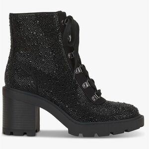 INC Womens Shadaf Embellished Textured Combat & Lace-Up Boots